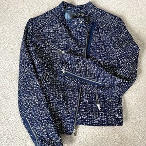 GAP Navy Blue Print Moto Jacket